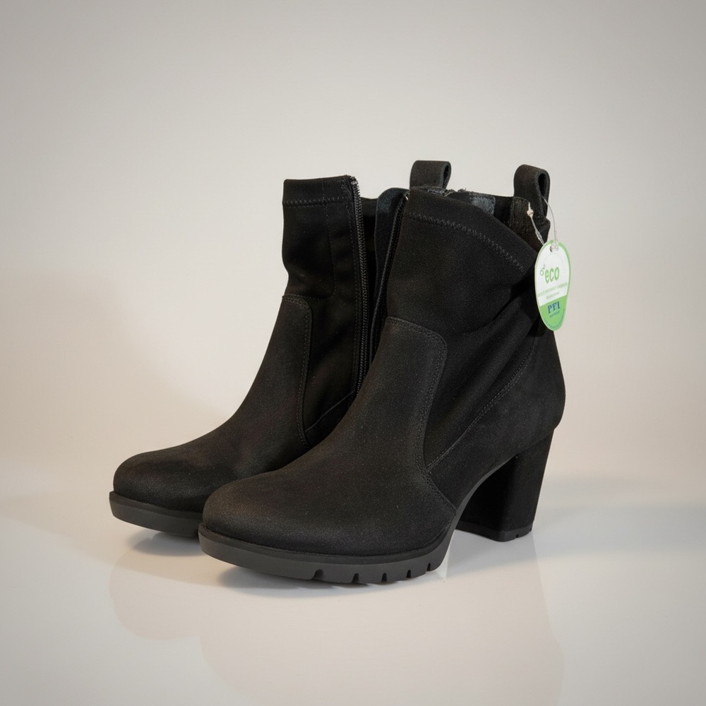 Paul Green Black Suede Block Heel Ankle Boots